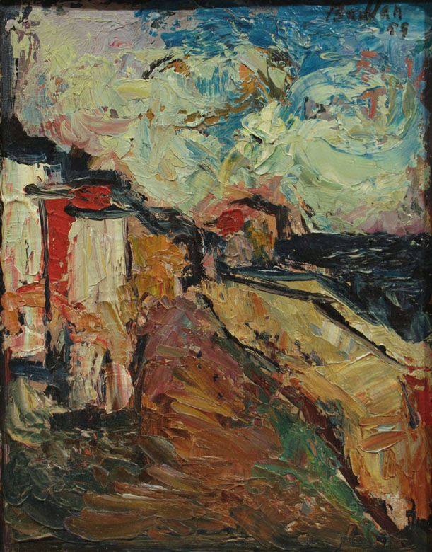 Oscar Barblan, Piccolo paesaggio, Oil on canvas, 22 x 17 cm, 1959