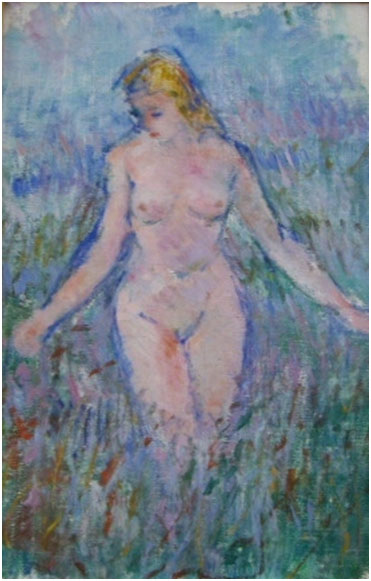 Oscar Barblan, Study of a nude female, Oil on canvas (Photo), 1938 (found on Internet)