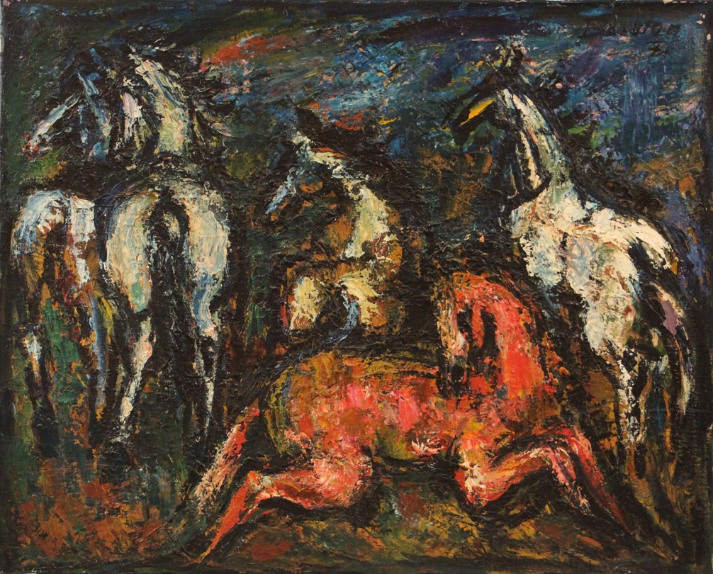 Oscar Barblan, Cavalli, Oil on canvas, 65 x 80 cm, 1971