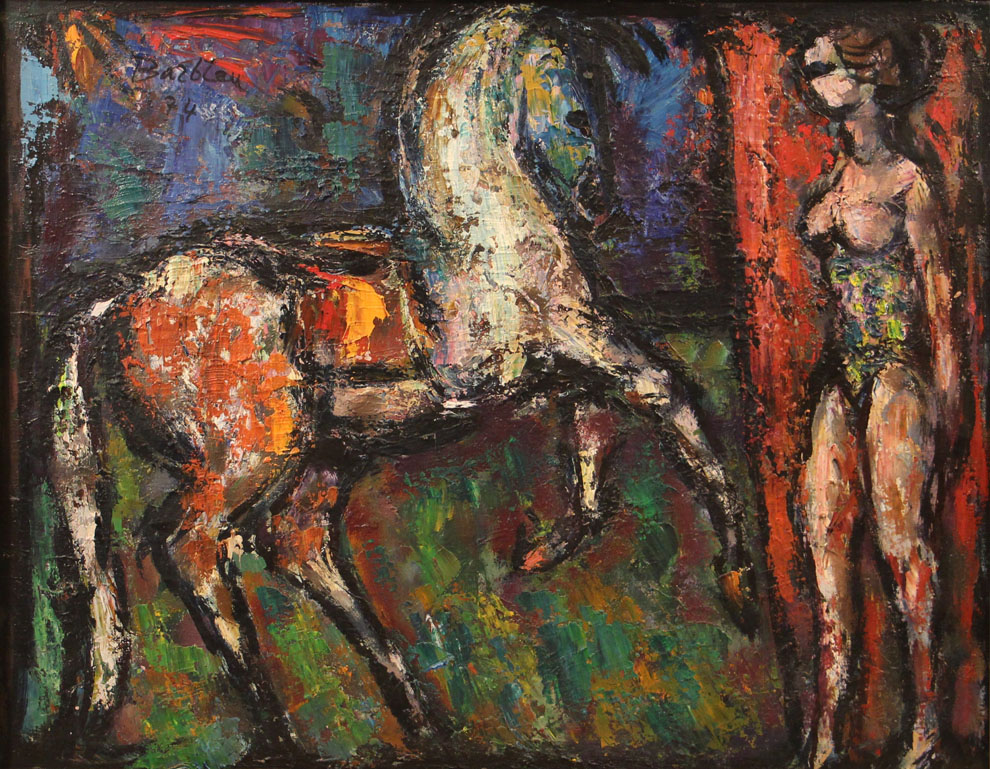 Oscar Barblan, Cavallino bianco, Oil on canvas, 54 x 69 cm, 1974