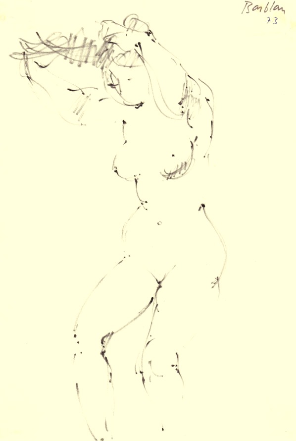Oscar Barblan, Nudo che si pettina,  Drawing pencil on paper, 26 x 19 cm, 1973